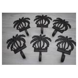6 Cast Iron Palm Tree Coat Hooks