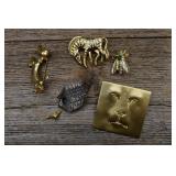 5 Gold Tone Brooches, (Zebra, Dachshund,Fly,etc)