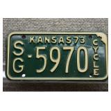 1973 Vtg Kansas License Plate, SG County