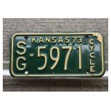 1973 Vtg Kansas License Plate, SG County