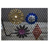 4 Rhinestone Brooches