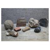 Lot of Assorted Minerals- Agate, Pet Wood, Etc