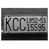 1952-53 Vtg KS Corporation Commision License Plate