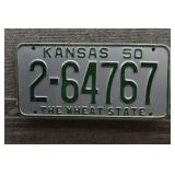 1950 Vtg Kansas License Plate, The Wheat State