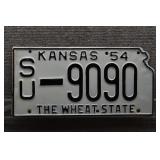 1954 Vtg Kansas License Plate, State Cutout