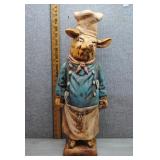 Vtg Tall Restaurant Plaster? Pig Chef Bank