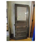 Brown Wooden Door w/Glass Window,Ornate Metal Knob