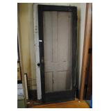 Vtg Black Framed Screen Door w/Handle