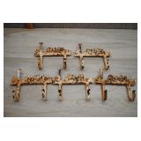 5 Vtg Cast Iron 'Laugh' Double Coat Hooks