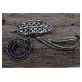 3 Silver Toned Brooches,Sarah Cov,Brighton