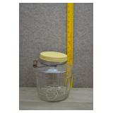 Vtg Glass Barrel Pickle Jar with Wire Handle