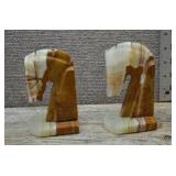 Carved Stone Horse Head Bookends