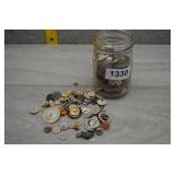 Jar of Vintage Buttons, Mostly Shell and Glass