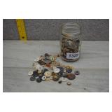 Jar of Vintage Buttons, Mostly Shell and Glass