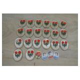 Vtg Glass Intaglio Stones w/Reverse Painted Roses