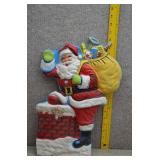 Vtg Blow Mold Santa Claus Chimney Wall Plaque