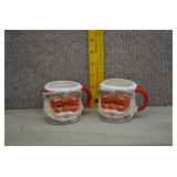 Vtg Winking Santa Ceramic Mug Pair of 2