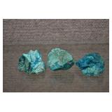 3 Chrysocolla/Malachite Pieces - 1 w. Azurite 2'