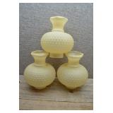 3 Off-White Plastic Hobnail Lamp Shades
