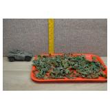 Vtg Plastic Toy Soldiers & Military Vehicle