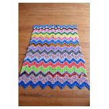 Bright Chevron Pattern Hand Crocheted ThrowBlanket