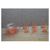 Assorted Pink Glassware, Jeannette