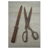 Antique Hand-Forged Iron Scissors & Knife