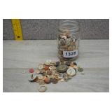 Jar of Vintage Buttons, Mostly Shell and Glass