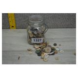 Jar of Vintage Buttons, Mostly Shell and Glass