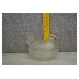 Vtg Indiana Glass Hen on Nest Frosted Covered