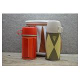 2 Vintage Holtemp Thermoses w/Zip-up Bag