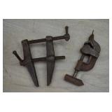 Antique Metalworking Tools-Small Bench Vise, Clamp