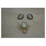Vtg Juliana Aurora Borealis Brooch Pin & Earrings