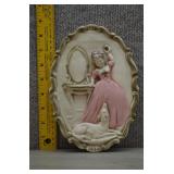 Vtg Victorian Style Chalkware Wall Plaque 3D Mold