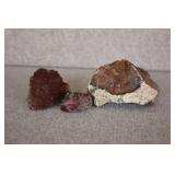 3 Red Moss Agate Specimens
