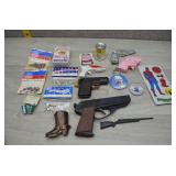 Sm.Vintage Items-Toy Guns,Spiderman Puff Stickers,