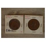 Vintage Great Britain Half Penny and One Penny