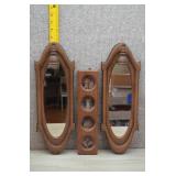 1970s Farmhouse Mirror Set w/Carved Wood Panels