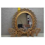 Homco Oval Mirror w/Decorative Brass-Colored Frame
