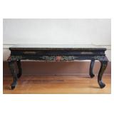 Antique-Style Chinese Coffee Table w/Glass Panel