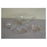 Cambridge Glass-Floral Dish, Crimped Bowl, Relish