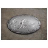 Vintage Silver Tone Monogrammed Brooch