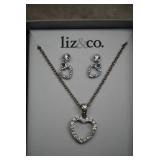 Liz & Co. Silver Tone Rhinestone Heart Necklace