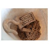 Antique Rusty Cast Iron Chain Hoist Block Pulley