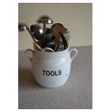 White T&G Woodware Ceramic Cooking Tools Jar