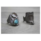 Silver Tone Rings,1 Saddle (S10),1 Turquoise (S9)