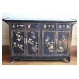 Vintage Oriental Chinese Black Lacquer Sideboard