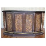 Mid-Century Asian-Style Carved Teak Wood Dry Bar