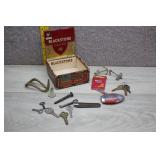 Blackstone Midget Cigar Box, Vtg Metal Keys etc.