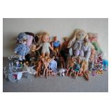 Lot of Vtg Dolls, Plastic Figures, Plush Dolls etc